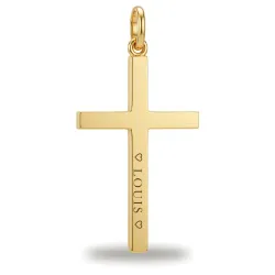 Pendentif Croix Fil Carré Massif Or Jaune 18 Carats - 34 x 20 mm