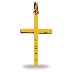 Solid Square Wire Cross Pendant 18K Yellow Gold - 29 x 16 mm