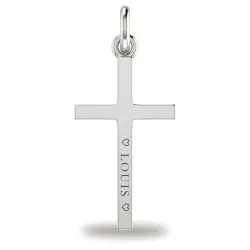 Pendentif Croix Plate Épaisse Or Blanc 18 Carats - 25 x 13 mm