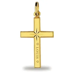 Pendentif Croix &Eacute;toile Or Jaune 18 Carats - 24 x 14 mm