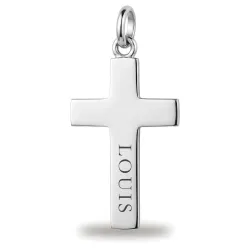 Pendentif Croix Plate Polie Or Blanc 18 Carats - 21 x 11 mm