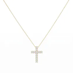 Pendentif Diamants Naturels Croix Or Jaune 18K - Édition Fine | Celinni