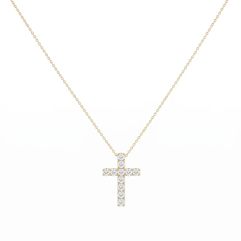 Cross Natural Diamond Pendant in 18K Yellow Gold - Fine Edition