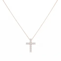 Cross Natural Diamond Pendant in 18K Rose Gold - Fine Edition | Celinni