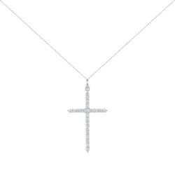 Pendentif Diamants Naturels Croix Or Blanc 18K | Celinni