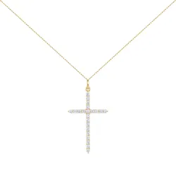 Kruis hanger met natuurlijke diamanten in 18K geelgoud | Celinni