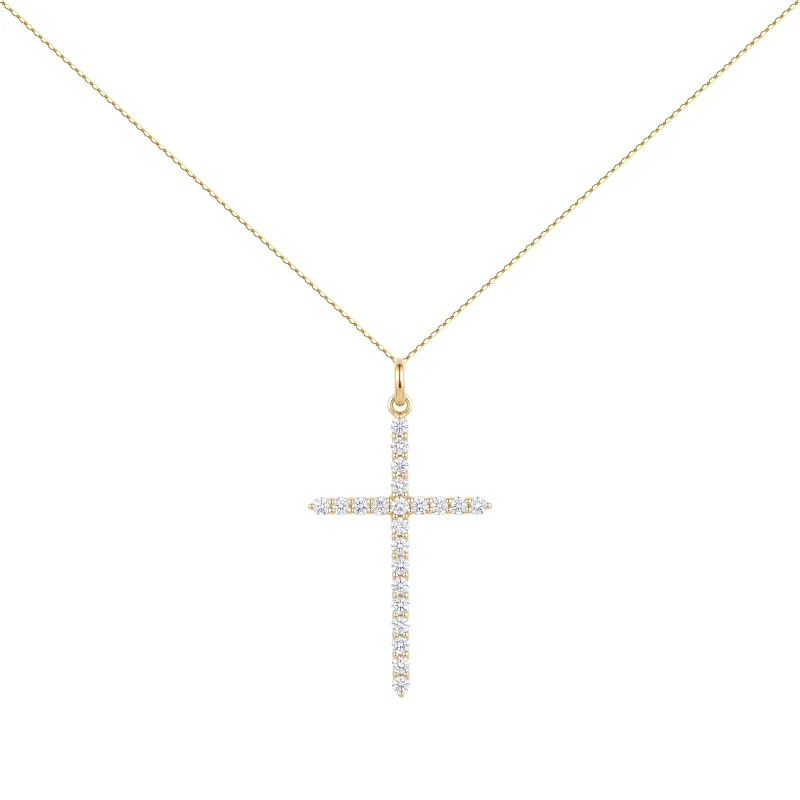 Kruis hanger met natuurlijke diamanten in 18K geelgoud | Celinni