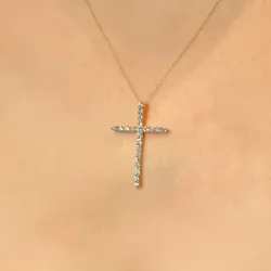 Pendentif Diamants Naturels Croix Or Jaune 18K | Celinni