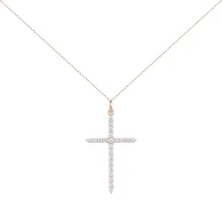 Kreuz Anhänger mit natürlichen Diamanten aus 18K Roségold | Celinni