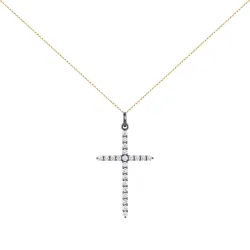 Cross Natural Diamond Pendant in 18K Black Gold | Celinni