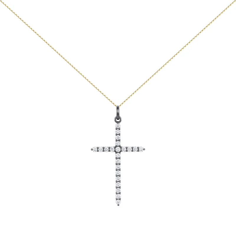 Pendentif Diamants Naturels Croix Or Noir 18K | Celinni