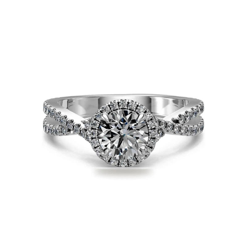 Round Diamond Engagement Ring Auréole