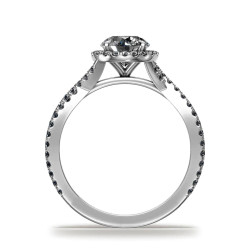 Round Diamond Halo Engagement Ring Aur&eacute;ole | 18K Gold & Platinum | Celinni