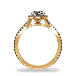 Round Diamond Halo Engagement Ring Auréole | 18K Gold & Platinum | Celinni