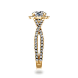 Round Diamond Halo Engagement Ring Auréole | 18K Gold & Platinum | Celinni