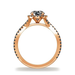 Round Diamond Halo Engagement Ring Auréole | 18K Gold & Platinum | Celinni