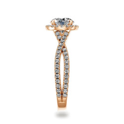 Round Diamond Halo Engagement Ring Auréole | 18K Gold & Platinum | Celinni