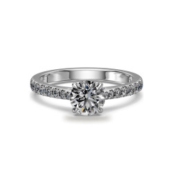 Round Diamond Engagement Ring Aria Six Prongs Pav&eacute; | Celinni