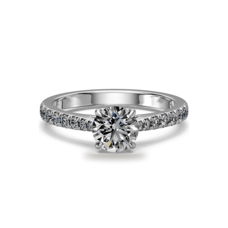 Verlovingsring ronde diamant Aria zes klauwen pavé