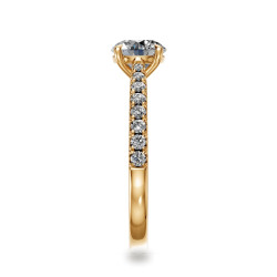 Anillo de compromiso diamante redondo Aria seis garras pav&eacute; | Celinni
