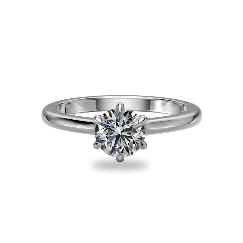Bague de fian&ccedil;ailles diamant rond Aria six griffes | Celinni
