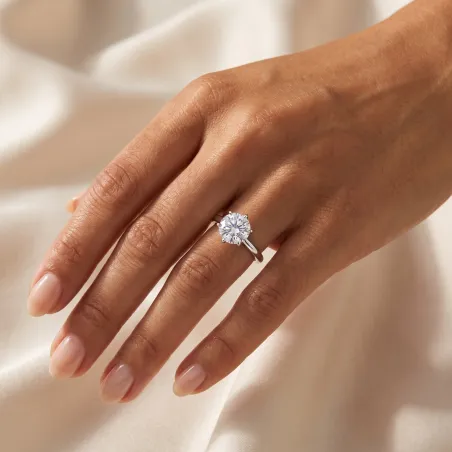 Bague de fiançailles diamant rond Aria six griffes