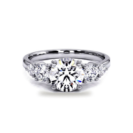 Verlovingsring ronde diamant Constellation vijf stenen