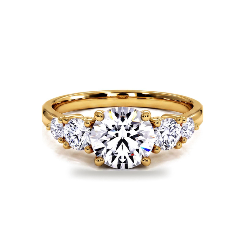 Round Diamond Engagement Ring Constellation Five Stones | Celinni