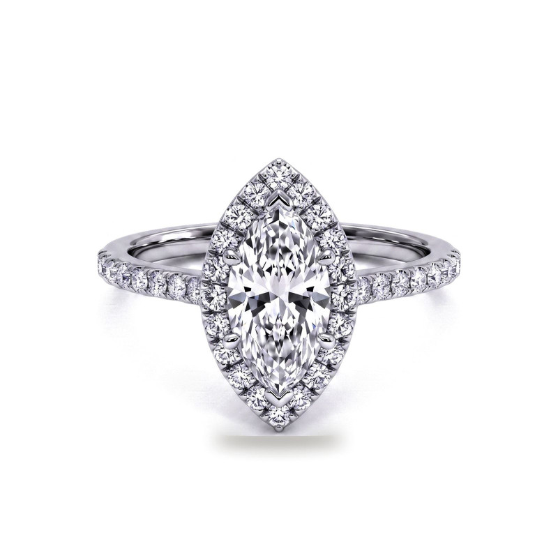 Verlobungsring Marquise-Diamant Auréole | Celinni