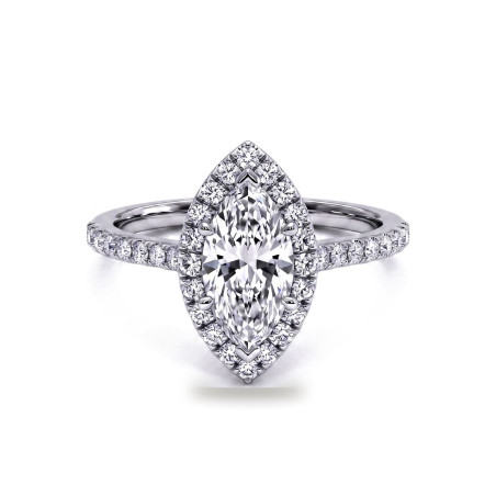Bague de fiançailles diamant marquise Auréole
