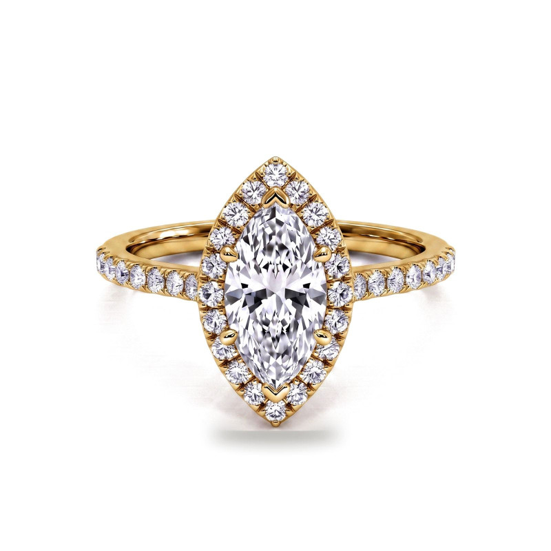 Verlobungsring Marquise-Diamant Aur&eacute;ole | Celinni