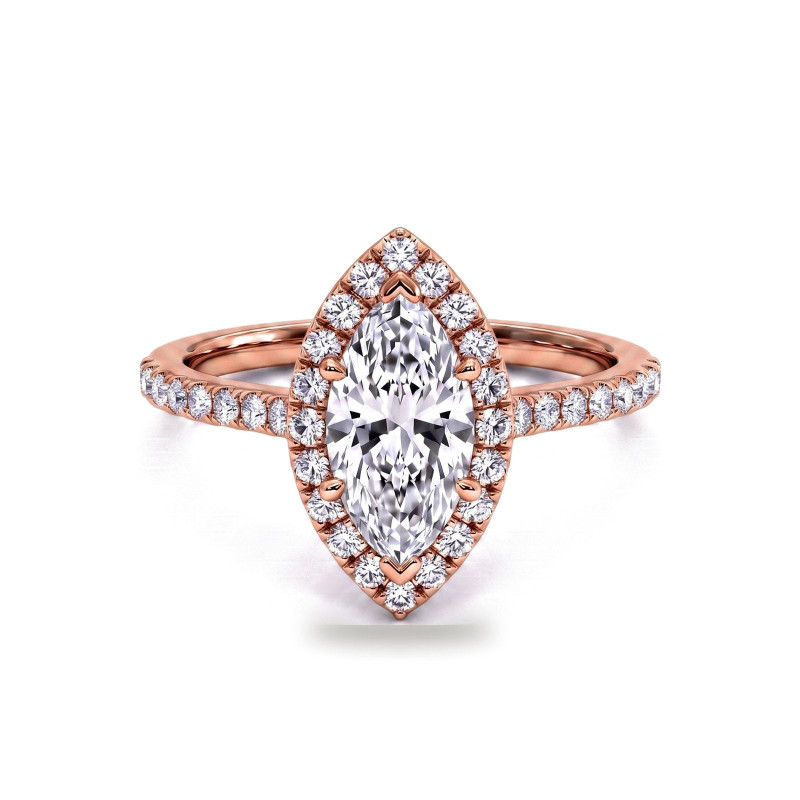 Bague de fian&ccedil;ailles diamant marquise Aur&eacute;ole | Celinni