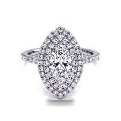 Solitaire Diamant Marquise Double Halo Ma Vie | Celinni