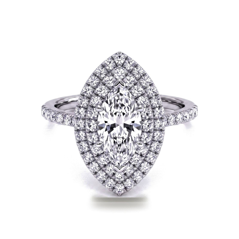 Marquise Diamant Solitaire Dubbele Halo Ma vie | Celinni
