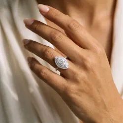 Marquise Diamond Solitaire Double Halo Ma vie | Celinni