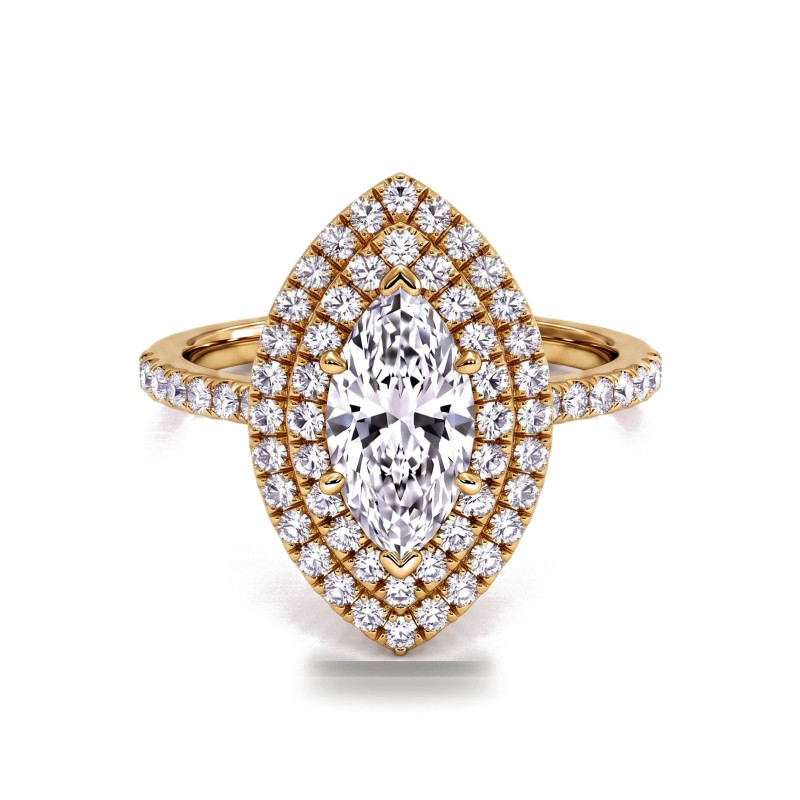 Marquise Diamond Solitaire Double Halo Ma vie | Celinni
