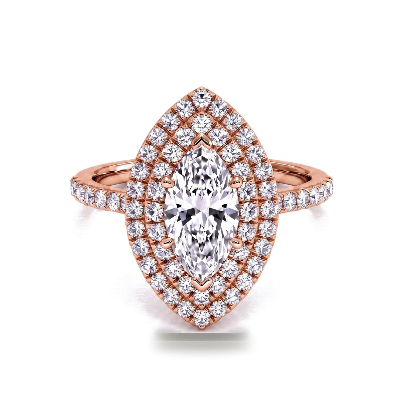 Marquise Diamond Solitaire Double Halo Ma vie | Celinni