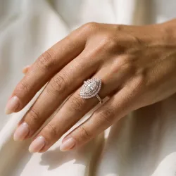 Marquise Diamond Solitaire Double Halo Ma vie | Celinni