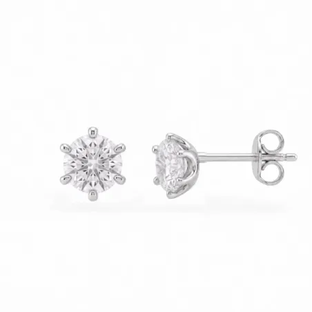 Boucles d'oreilles puces Diamants naturels 0.40 carat Or blanc 18K