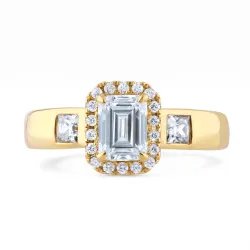 Bague Coline en or 18K et diamants naturels taille émeraude