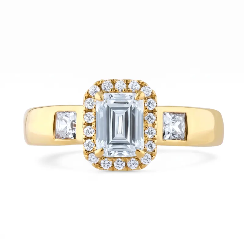 Bague Coline en or 18K et diamants naturels taille émeraude