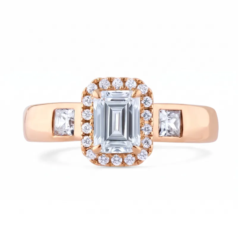 Bague Coline en or 18K et diamants naturels taille émeraude