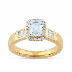 Bague Coline en or 18K et diamants naturels taille émeraude
