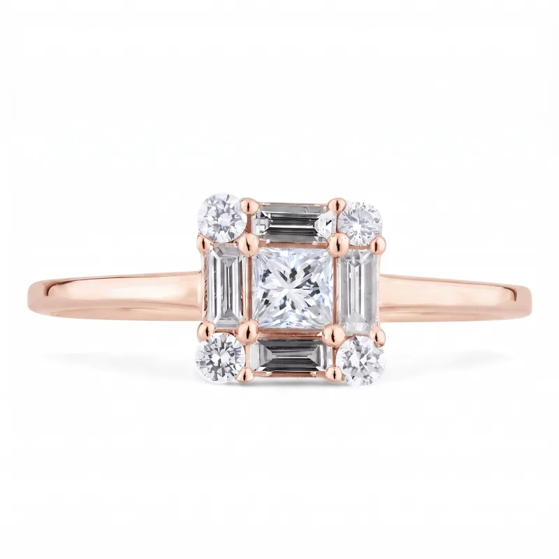 Bague Diamant Princesse Ava – Or 18K et Diamants Naturels