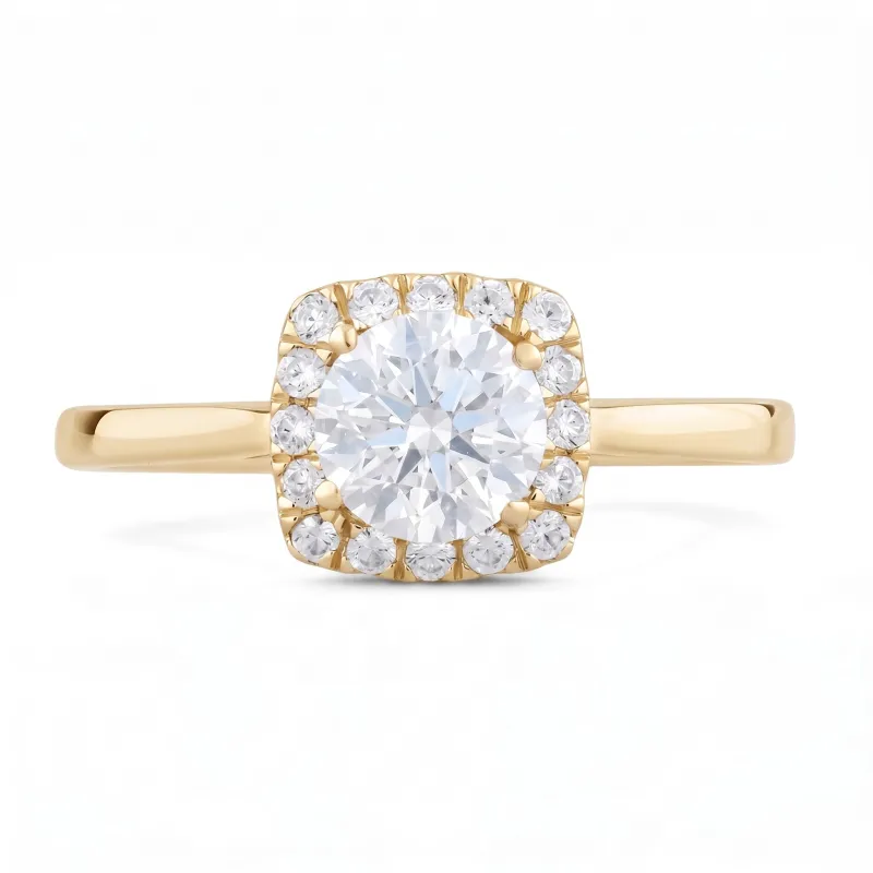 Bague Chayma en or 18K et diamants naturels halo | Celinni