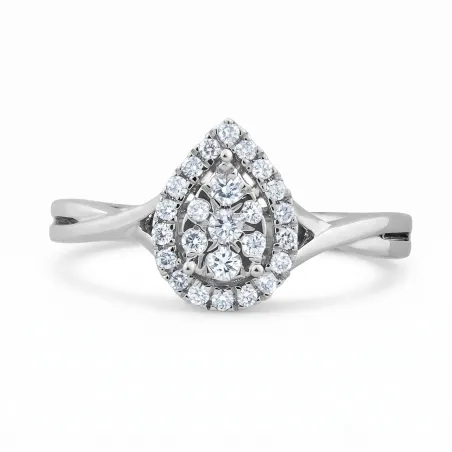 Daphné 18K Gold Ring with Natural Diamond Halo