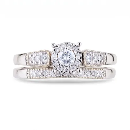 Anillo Augustina en Oro de 18K con Halo de Diamantes Naturales