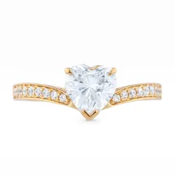 Bague Brigitte en or 18K et diamants naturels taille cœur