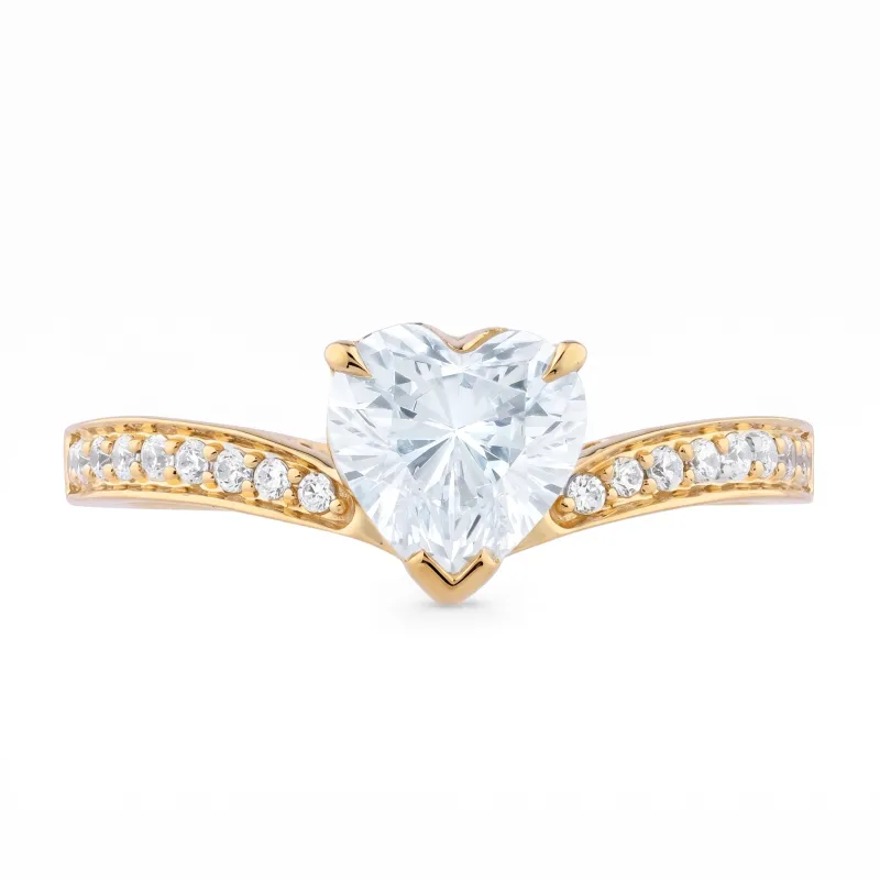 Bague Brigitte en or 18K et diamants naturels taille cœur