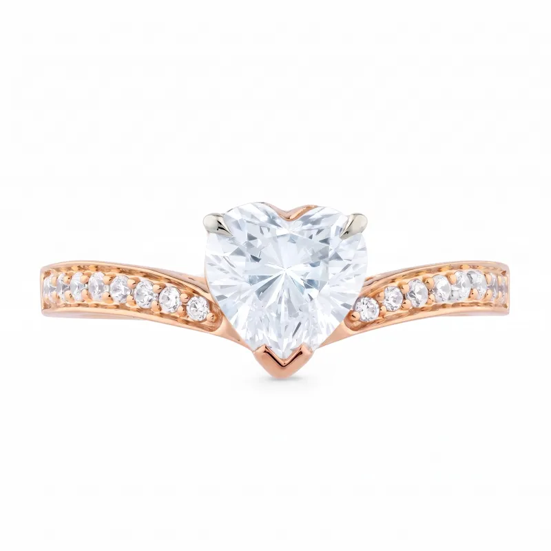 Bague Brigitte en or 18K et diamants naturels taille cœur